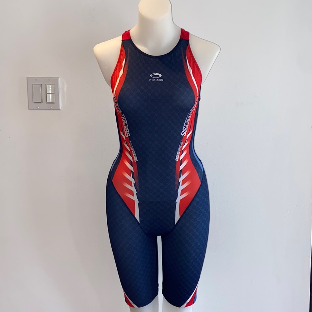 NWT * Navy & Orange One Piece Sports Swimsuit